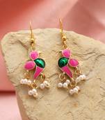 Pink color meenakari earrings