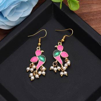 Pink color meenakari earrings 2
