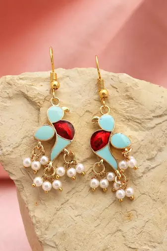 Sky blue color meenakari earrings