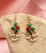 Green color meenakari earrings