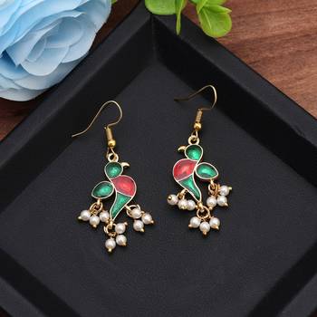 Green color meenakari earrings 2