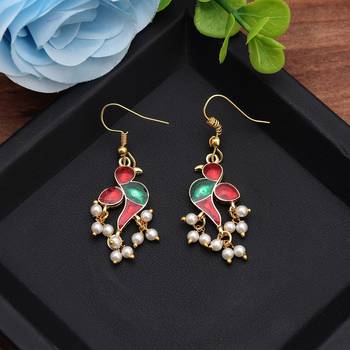 Red color meenakari earrings 2