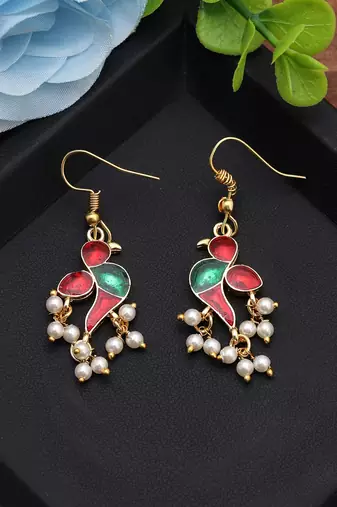 Red color meenakari earrings