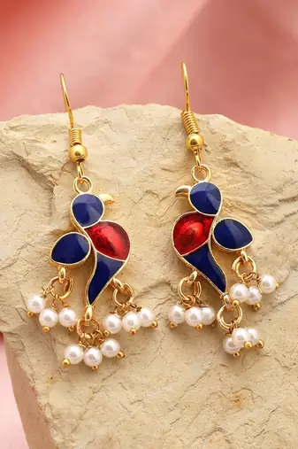 Blue color meenakari earrings
