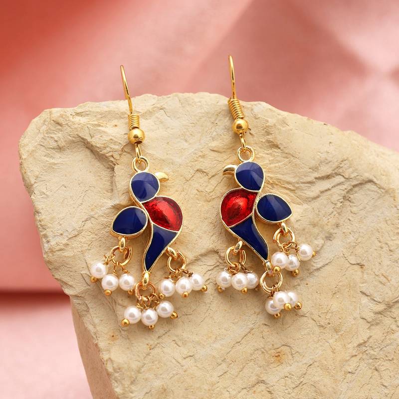 Blue color meenakari earrings