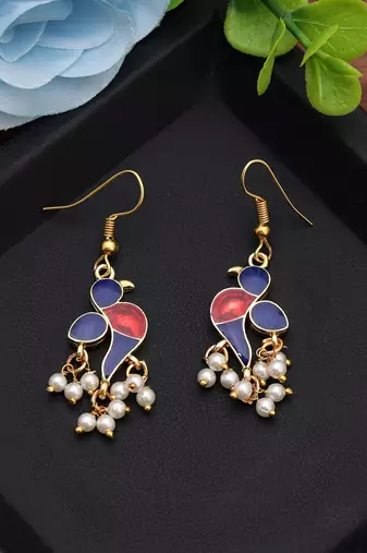 Blue color meenakari earrings