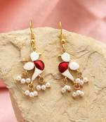 White color meenakari earrings