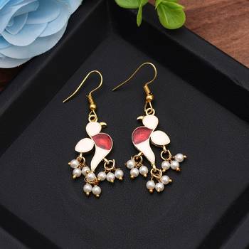 White color meenakari earrings 2