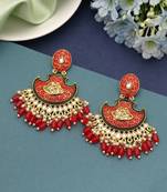 Red color mint meena earrings