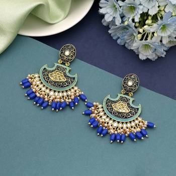 Blue color mint meena earrings 1