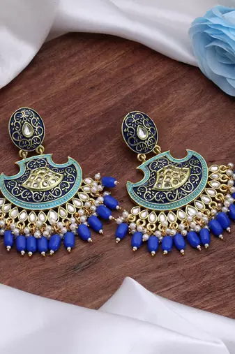 Blue color mint meena earrings