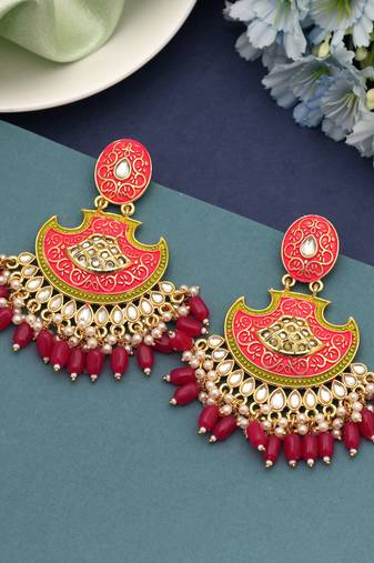 Rani color mint meena earrings