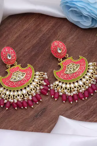 Rani color mint meena earrings