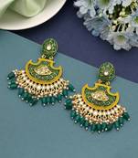 Green color mint meena earrings
