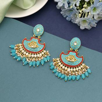 Firozi color mint meena earrings 1