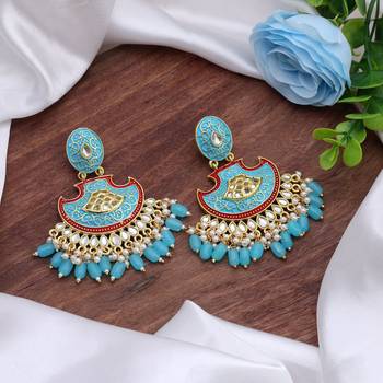 Firozi color mint meena earrings 2