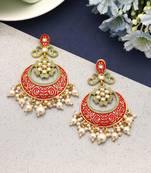 Red color mint meena earrings