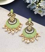 Parrot green color mint meena earrings