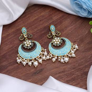 Firozi color mint meena earrings 2