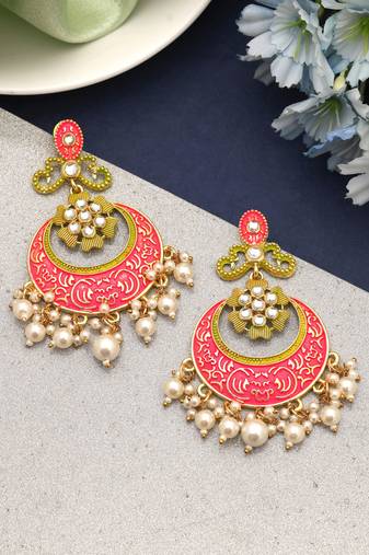Rani color mint meena earrings