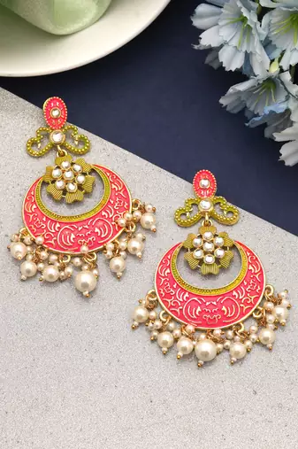 Rani color mint meena earrings