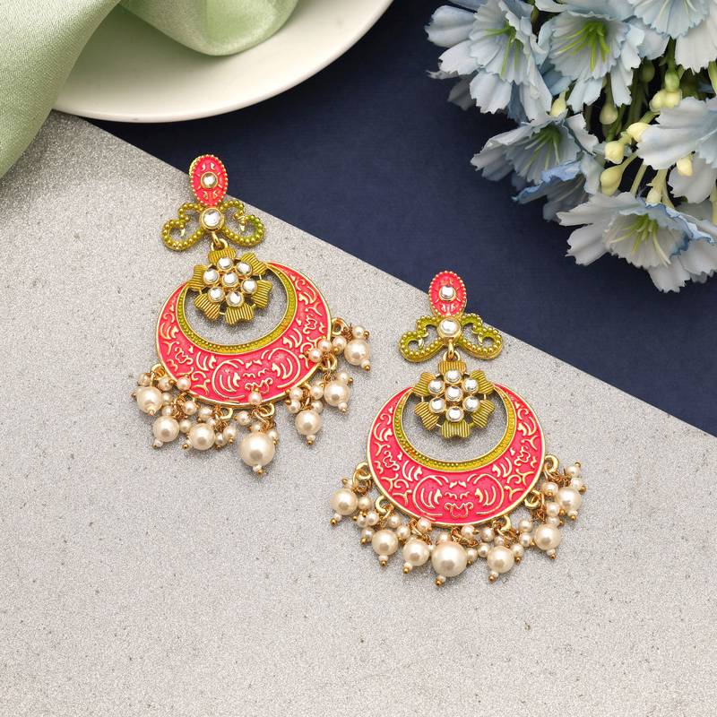 Rani color mint meena earrings