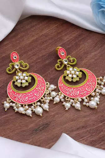 Rani color mint meena earrings