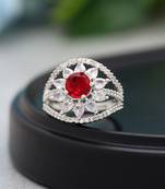 Red color american diamond ring