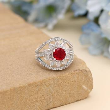 Red color american diamond ring 2