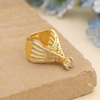 Gold color american diamond ring 2