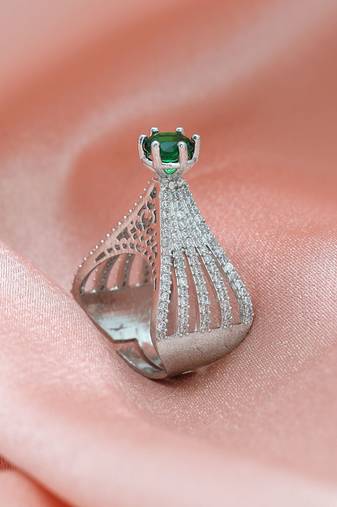 Green color american diamond ring