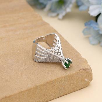 Green color american diamond ring 2