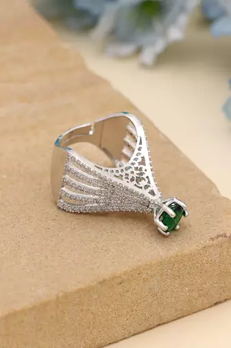 Green color american diamond ring