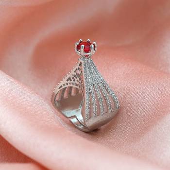 Red color american diamond ring 1