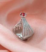 Red color american diamond ring