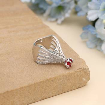 Red color american diamond ring 2
