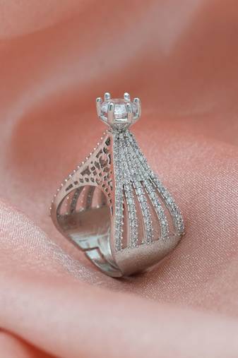 Silver color american diamond ring