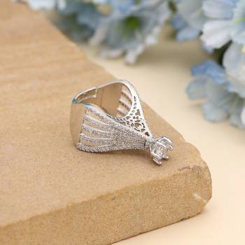 Silver color american diamond ring 2