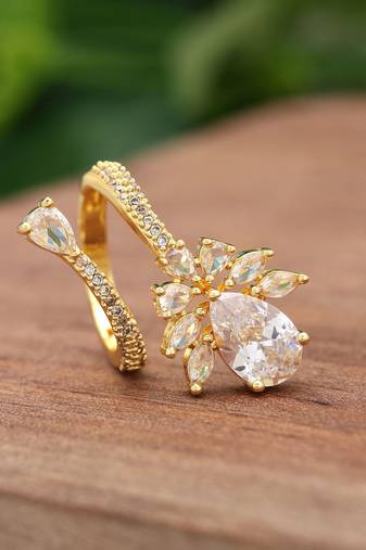 Gold color american diamond ring