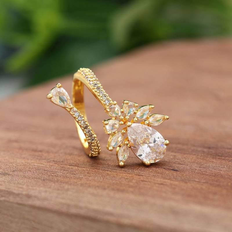 Gold color american diamond ring