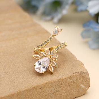 Gold color american diamond ring 2