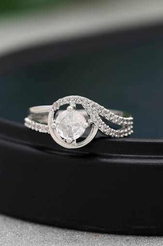 Silver color american diamond ring
