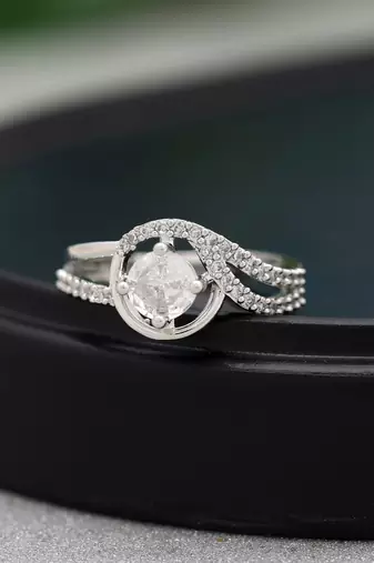 Silver color american diamond ring