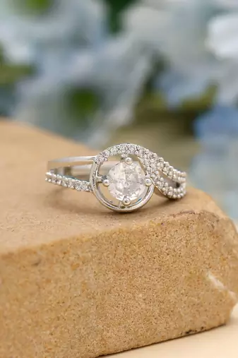 Silver color american diamond ring