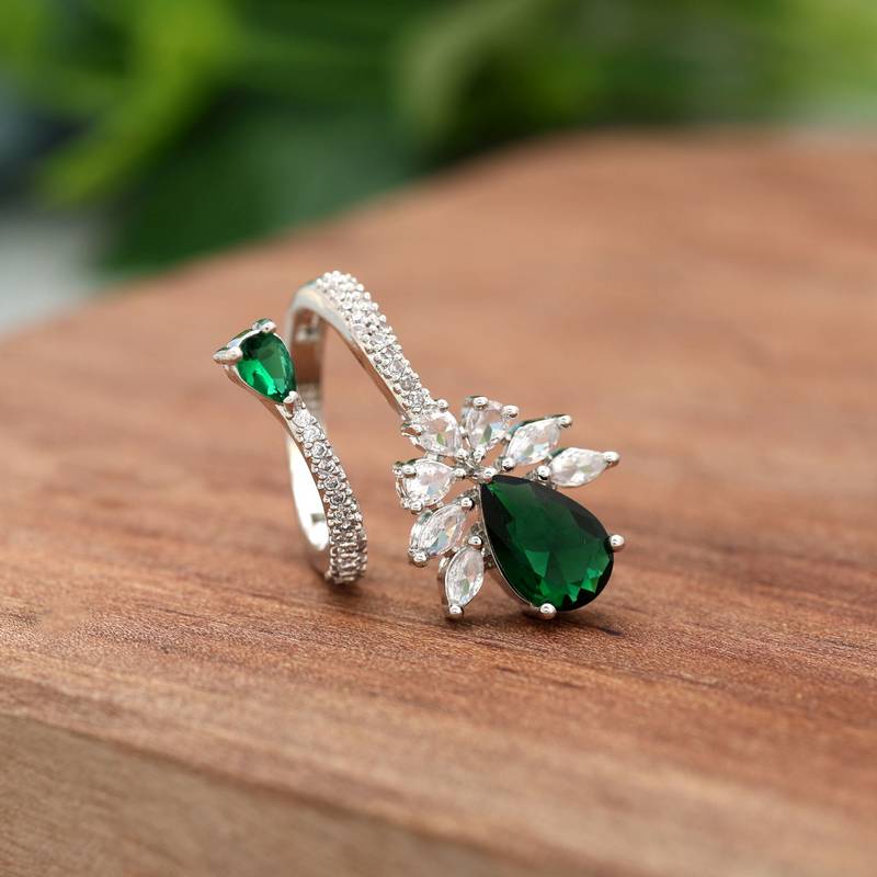 Green color american diamond ring
