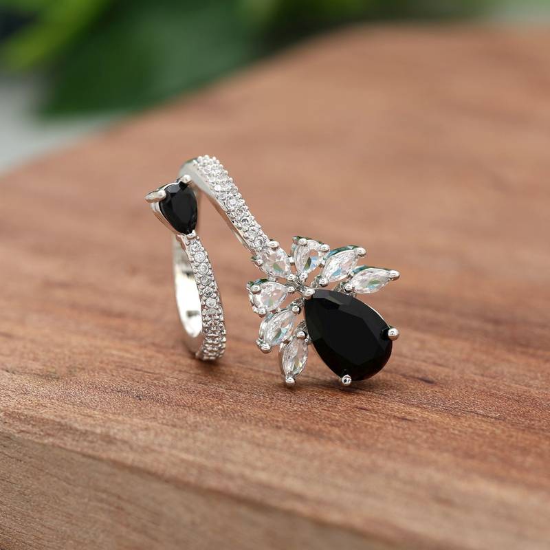 Black color american diamond ring