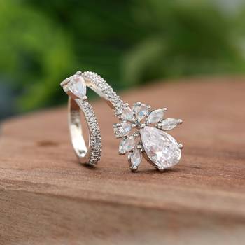 Silver color american diamond ring 1