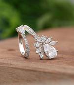 Silver color american diamond ring