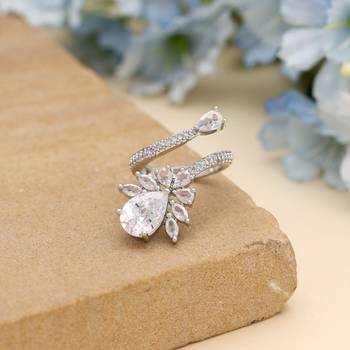 Silver color american diamond ring 2