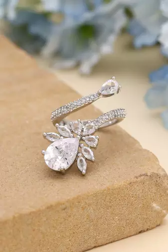 Silver color american diamond ring